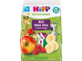 HiPP Bio fuer Kinder 100g Bio Mini Mix Mueesli Fruechte Riegel Apfel Banane Hafer Himbeere in Banane Apfel ohne Oblate 10 a 10g ab 1