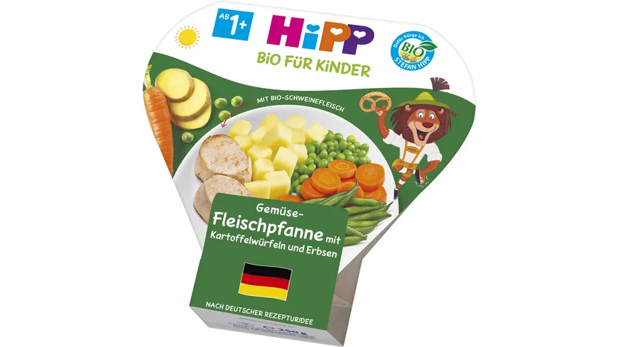 HiPP Bio für Kinder Teller, Gemüse-Fleischpfanne mit Kartoffelwürfeln und Erbsen, 250 g