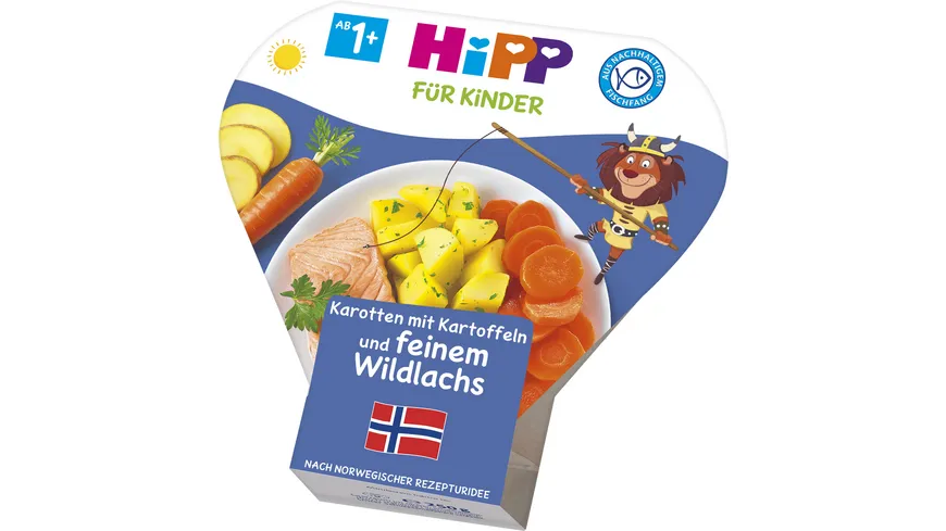 HiPP Bio für Kinder Teller - Karotten mit Kartoffeln und feinem Wildlachs, 250g