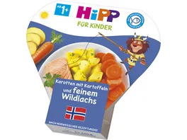 HiPP Bio fuer Kinder Teller Karotten mit Kartoffeln und feinem Wildlachs 250g