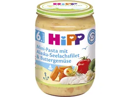 HiPP Menues 190g Mini Pasta mit Alaska Seelachsfilet und Buttergemuese ab 6 Monat