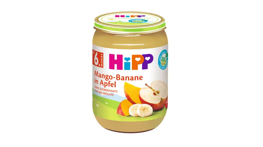 Hipp Früchte: Mange-Banane in Apfel 190 g, ab dem 6. Monat