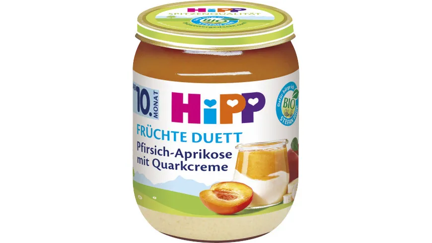 HiPP Bio Früchte-Duett Pfirsich-Aprikose mit Quarkcreme, 160g