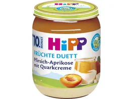 HiPP Bio Fruechte Duett Pfirsich Aprikose mit Quarkcreme 160g