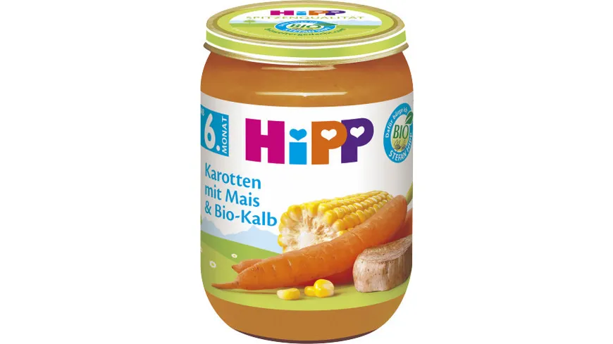 HiPP Menüs 190g ab 6. Monat: Karotten mit Mais und Bio-Kalb