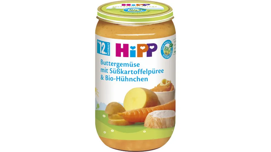 HiPP Menüs: Buttergemüse mit Süßkartoffelpüree und Bio-Hühnchen 250 g, ab dem 12. Monat
