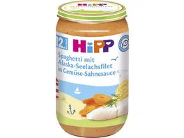 HiPP Menues 250g Spaghetti mit Alaska Seelachsfilet in Gemuese Sahnesauce ab 12 Monat