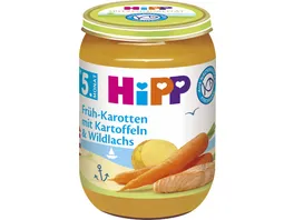 HiPP Menues Frueh Karotten mit Kartoffeln und Wildlachs 190 g ab 5 Monat
