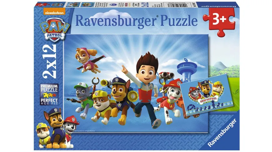 Ravensburger Puzzle - Ryder und Paw Patrol, 2 x 12 Teile