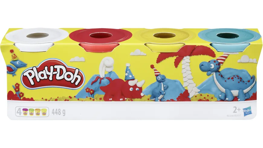 Hasbro - Play-Doh 4er Pack Grundfarben blau, gelb, rot, weiß
