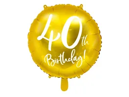 Folienballon 40th Birthday gold 45cm