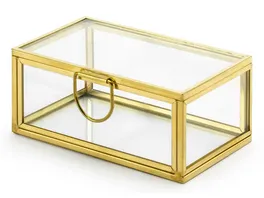 Glasbox gold 9x5 5x4cm Box aus Glas mit Henkel und Metallrand