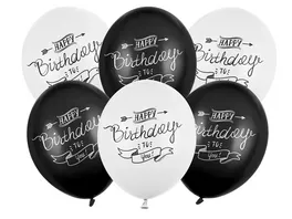 Ballons 30cm Happy Birthday Pastel Mix 6 Stk