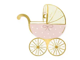 Papierservietten Kinderwagen hellrosa 14x15 cm 20 Stk