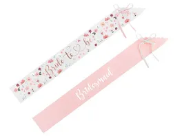 Papierschaerpen Bride to be und Bridesmaid Mix 76cm 6 Stk