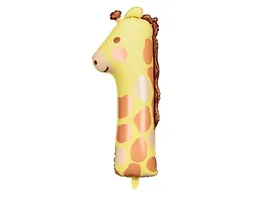 Folienballon Ziffer 1 Giraffe 42x90 cm Mix