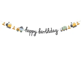 Banner Happy birthday Baufahrzeuge 2 m Mix