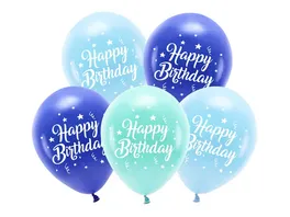 Oeko Ballons 26 cm Happy Birthday Blau 5 Stk