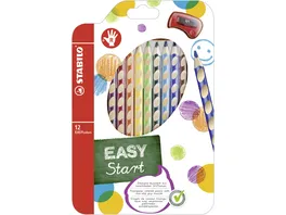STABILO Ergonomischer Buntstift fuer Rechtshaender STABILO EASYcolors 12er Pack mit Spitzer mit 12 verschiedenen Farben