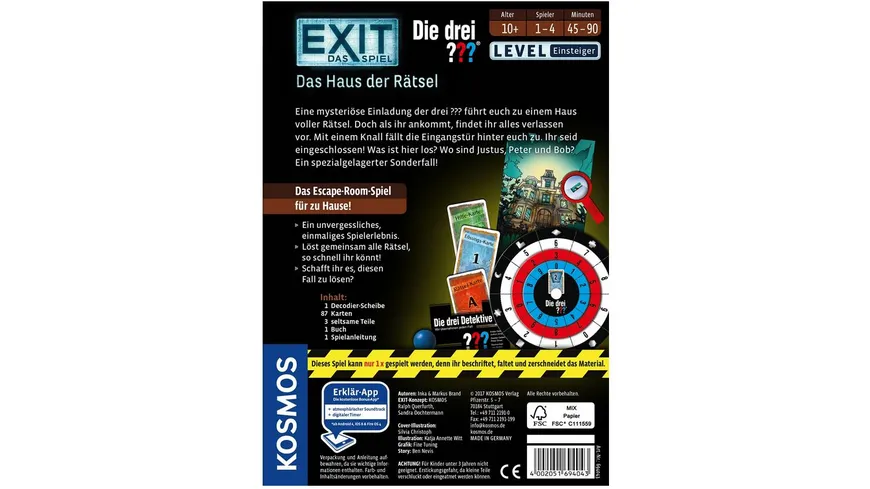 KOSMOS - EXIT - Das Spiel - Das Haus der Rätsel online ...