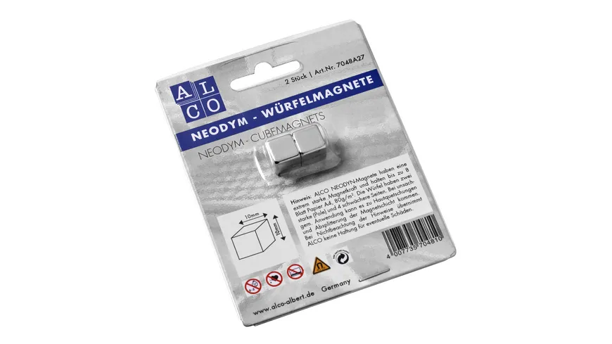 ALCO BKT Magnete Würfel silber 2er-Pack