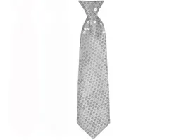Makotex Krawatte Pailletten silber