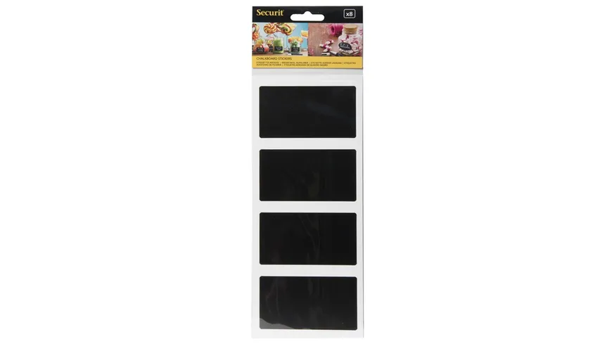 Securit Kreidetafel aus selbstklebender schwarze Folie rechteckig 8er-Set