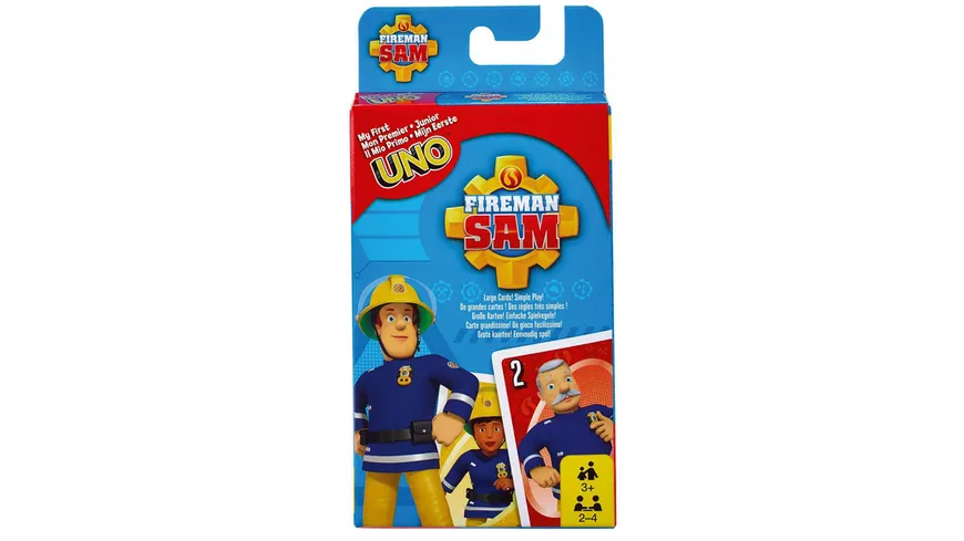 Mattel Games UNO Junior Feuerwehrmann Sam, Kartenspiel für Kinder ab 3 Jahren