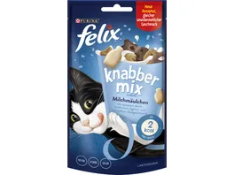 FELIX KnabberMix Milchmaeulchen mit Milch Joghurt und Kaesegeschmack Katzensnacks 60g Beutel