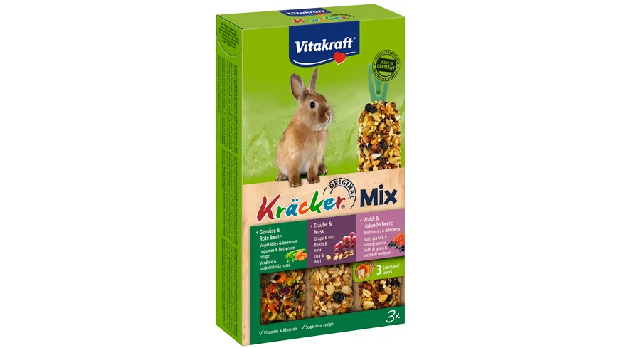 Vitakraft Kaninchenfutter Kräcker® Trio-Mix Gemüse / Nuss / Waldbeere
