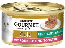 GOURMET Gold Feine Pastete mit Forelle Tomaten Katzennassfutter 85g Dose