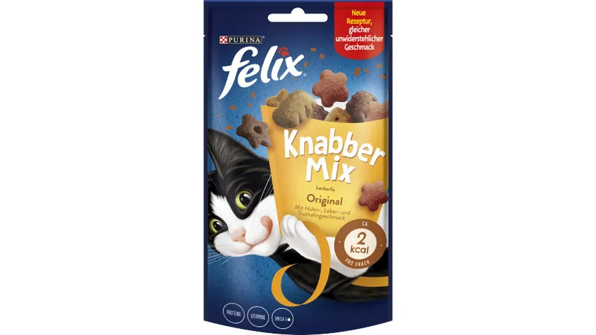 FELIX KnabberMix Original mit Huhn-, Leber- & Truthahngeschmack Katzensnacks 60g Beutel