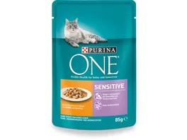 PURINA ONE Sensitive mit Huhn und Karotten Katzennassfutter 24x85g Portionsbeutel