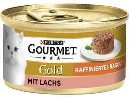 GOURMET Gold Raffiniertes Ragout mit Lachs Katzennassfutter 85g Dose