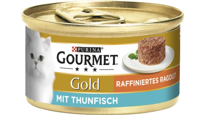 GOURMET Gold Raffiniertes Ragout mit Thunfisch, Katzennassfutter, 85g Dose