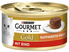 GOURMET Gold Raffiniertes Ragout mit Rind Katzennassfutter 85g Dose