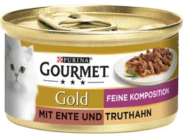 GOURMET Gold Feine Komposition mit Ente Truthahn Katzennassfutter 85g Dose
