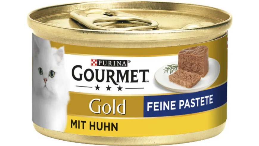 GOURMET Gold Feine Pastete mit Huhn, Katzennassfutter, 85g Dose