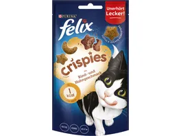 Felix Crispies mit Rind und Huhngeschmack Katzensnacks 45g Beutel