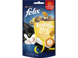 FELIX KnabberMix Dreikaesehoch mit Cheddar Gouda und Edamerkaesegeschmack Katzensnacks 60g Beutel