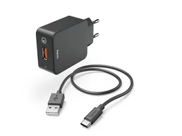 HAMA Schnellladegeraet mit Ladekabel USB C Qualcomm 19 5 W 1 5 m Schwarz