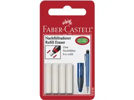 FABER CASTELL Ersatzradierer fuer Radierstift Eraser Pen 4er Packung