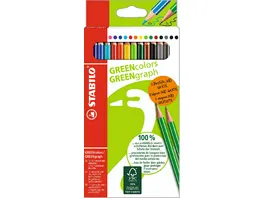 STABILO Umweltfreundlicher Buntstift GREENcolors 12er Pack inkl 2 Bleistifte