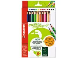 STABILO Umweltfreundlicher Dreikant Buntstift GREENtrio 12er Pack