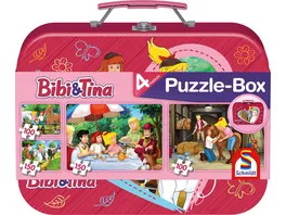 Schmidt Spiele Kinderpuzzle Bibi und Tina Puzzle Box im Metallkoffer 4 Puzzle