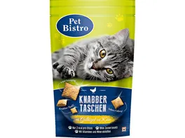 Pet Bistro Katzensnack Knabbertaschen mit Gefluegel und Kaese
