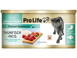 Pro Life Katze Katzennassfutter in eigenem Saft mit Thunfisch und Reis