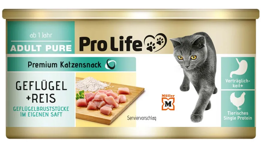 Pro Life Katze Katzennassfutter in eigenem Saft - mit Geflügelbrustfilet und Reis