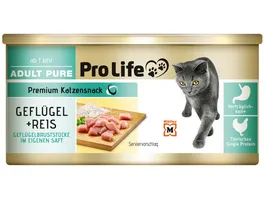 Pro Life Katze Katzennassfutter in eigenem Saft mit Gefluegelbrustfilet und Reis