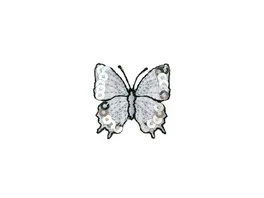 Mono Quick Buegelmotiv Schmetterling silber Pailletten